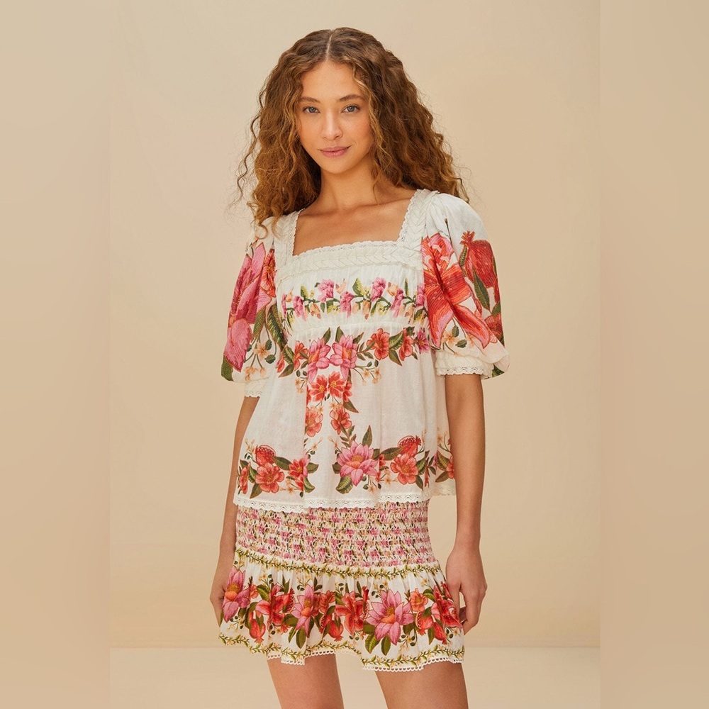 Farm Rio Off-White Summer Fruit Mini Skirt